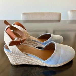 Style & Co. Light Blue and Tan Wedge Sandals
